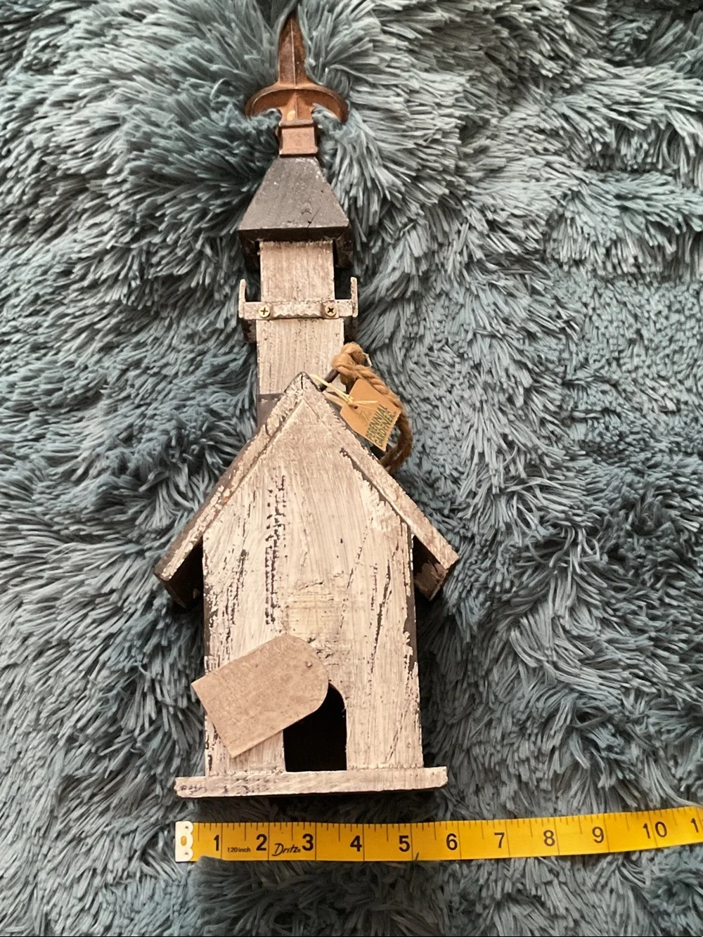 Rustic Wooden Birdhouse Wall Decor in Beige and Brown